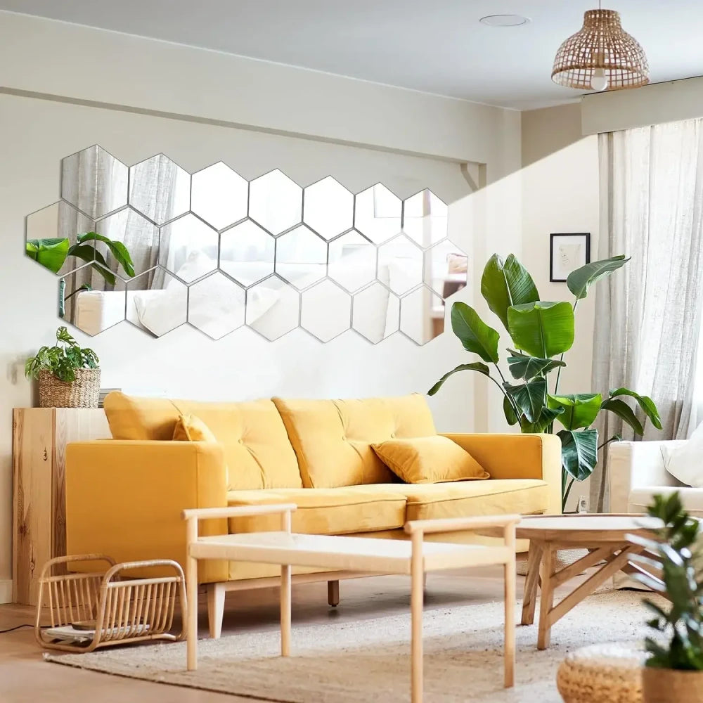 Hexagon Acrylic Mirror Wall Decals