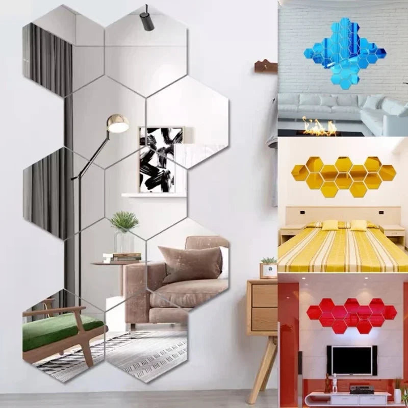 Hexagon Acrylic Mirror Wall Decals