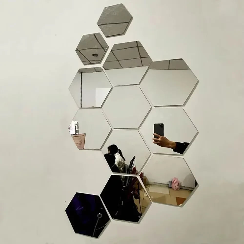 Hexagon Acrylic Mirror Wall Decals