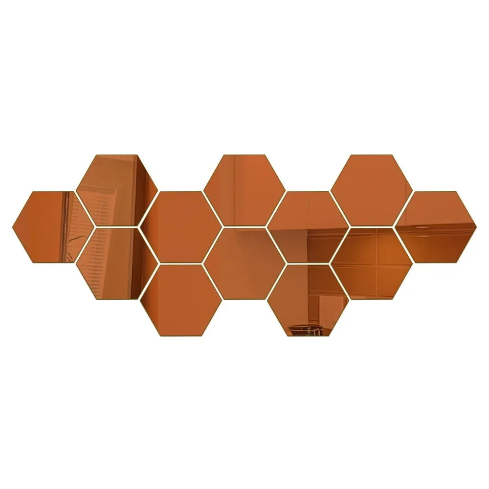 Hexagon Acrylic Mirror Wall Decals