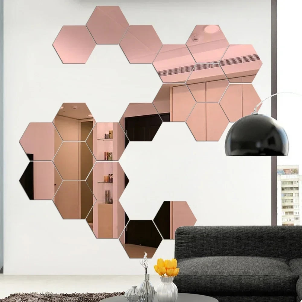 Hexagon Acrylic Mirror Wall Decals